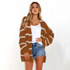 Fashion Striped Stitching Single-breasted Cardigan Sweater