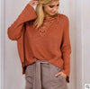 Long Sleeved Loose V-Neck Tie Sweater