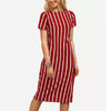 Fashion Striped O-Neck Short Sleeve Bodycon Dress