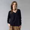 Loose V- neck Long Sleeve Sweaters