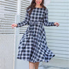 Plaid Bow Tie Midi Dress