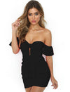 Sexy Solid Tube Top Bow Off Shoulder Bodycon Dress