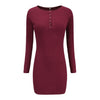 V-Neck Knit Long Sleeve Sexy Slim Dress