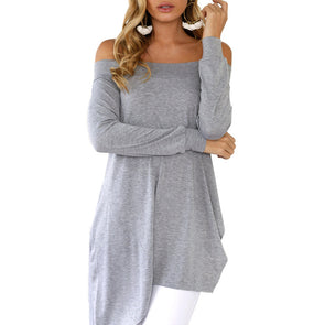 Off Shoulder Irregular Long Sleeve Sweatshirt