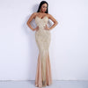 Deep V Sequin Sparkling Evening Dress