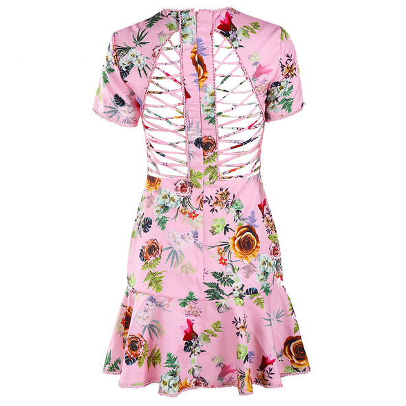 Copy of Sexy Elegant Off Shoulder Flower Print Female Mini Cute  Dress