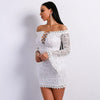 Women Sexy Slash Neck Lace Dresses Female Cross Backless Speaker Sleeve Mini White Bodycon Dress Vestdios