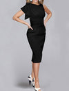 Crew Neck  Plain Bodycon Dress