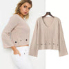 Openwork Hole V- neck Short Sweaters