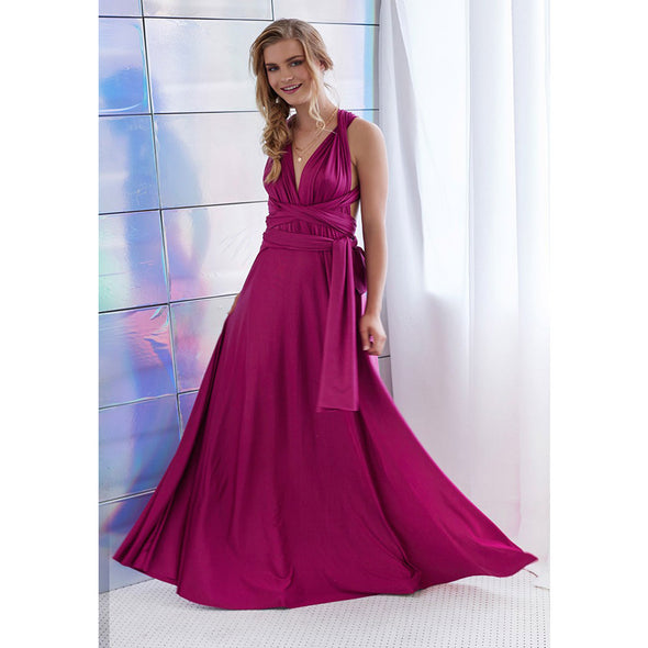 Solid Color V Neck Evening Dresses