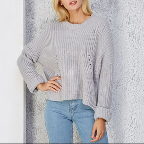 Backless Dolman Sleeve Round Neck Sweaters