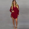 Women's Long Sleeve V-neck Irregular Chiffon Shirt Dress