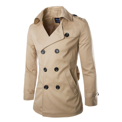 New Cotton Double-breasted Boutique British Men's Trench Coat