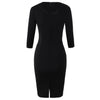 Hit Color Patchwork 3/4 Sleeve Slim Bodycon Dress