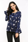 New O-neck long sleeve bird shirt