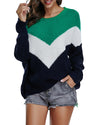 Contrast Long Sleeve O-Neck Sweater