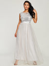 New Chiffon Sleeveless Sequin Evening Dress