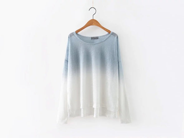 Gradient Long Sleeve Round Neck Sweatshirt