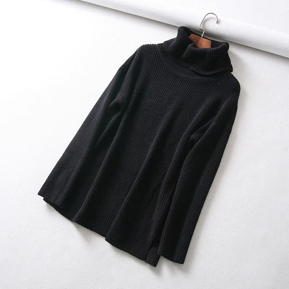 Simple Solid Color High Neck Collar Knitting Sweaters