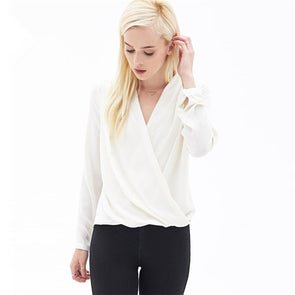 Women's V-neck long-sleeved shirt