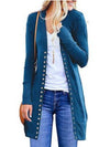 Fashion Long Button Solid Color Cardigan