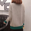 High Collar Colorblock Long Sleeve Sweater