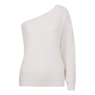 Single Sleeve Strapless Shoulder Solid Color Sweaters