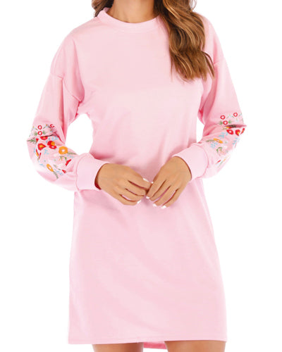 New O-Neck Embroidered Long-Sleeved Sweatshirt