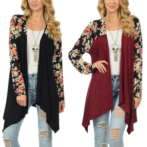 Women's Print Splicing Long Sleeve Cardigan