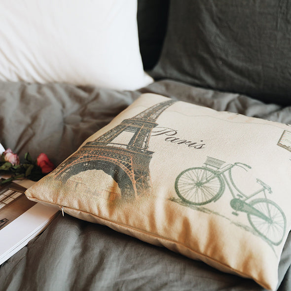 Eiffel Tower Cotton Pillow