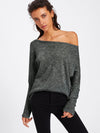 Off Shoulder Pure Color Sweatshirt