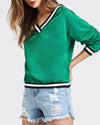 Fashion V-neck Casual Long-Sleeved Sweatshirt