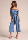 New cowboy slash neck Cropped jumpsuit