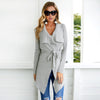 Lace-Up V-Neck Cardigan Irregular Windbreaker Coat