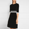 Solid O-Neck Knee-length A-line Knitted Dress