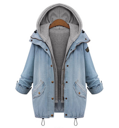 Casual Solid Single-breasted Denim Two-piece Coat