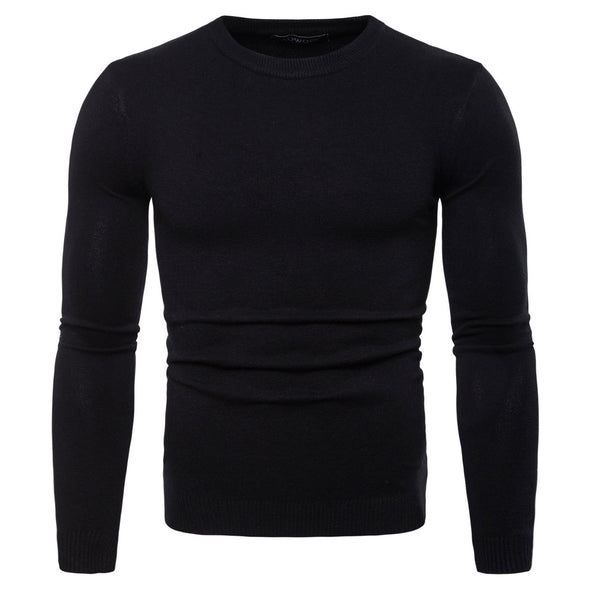 New Men's O-Neck Solid Color Long Sleeve Sweater