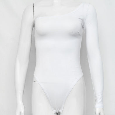 New One Shoulder Long Sleeved Sexy Bodysuit