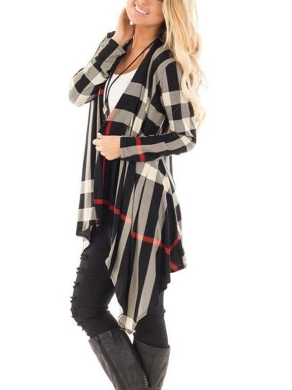 Asymmetric Hem  Colouring  Long Sleeve Cardigans