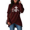 Long Sleeve Fleece Print Irregular Hooded Sweater