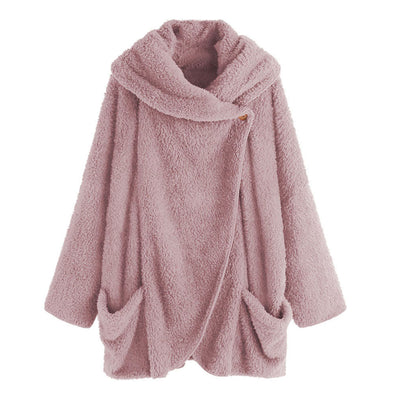 Plush Large Lapel Bat Sleeve Cardigan Coat