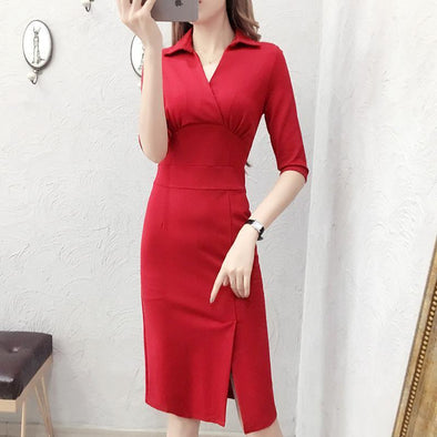 New Ladies Temperament Solid Color Bodycon