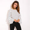 Casual O-Neck Dot three-layer Ruffles sleeve T-shirt