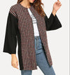 Stitched Plaid Cardigan Coat