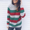 Round Neck Striped Colorblock Sweater