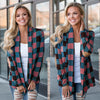 Fashion Women Stripe Check Cardigan Outerwear