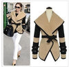 Fashion Belted Waist Large Lapel Coat