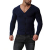 New Slim Solid Color Long Sleeve V-Neck Knit Cardigan