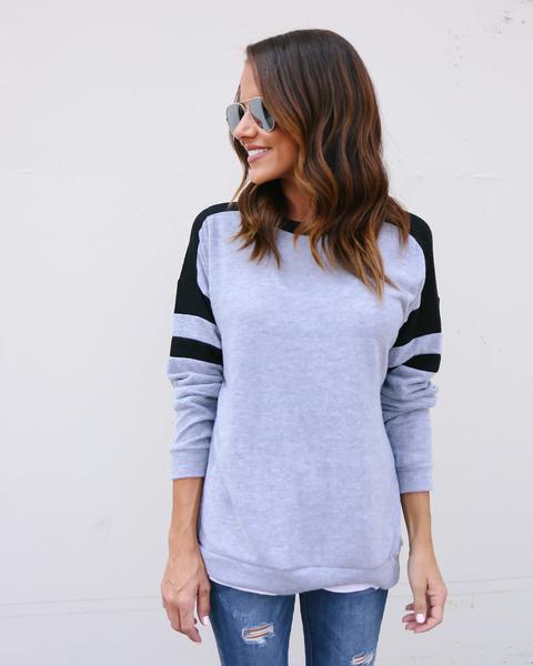 New O-neck stitching raglan sleeve long sleeve sweater