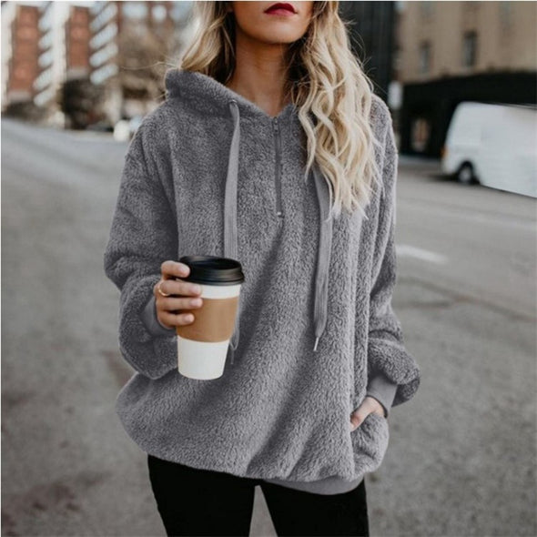 Women's Plush Hooded Sweater coat